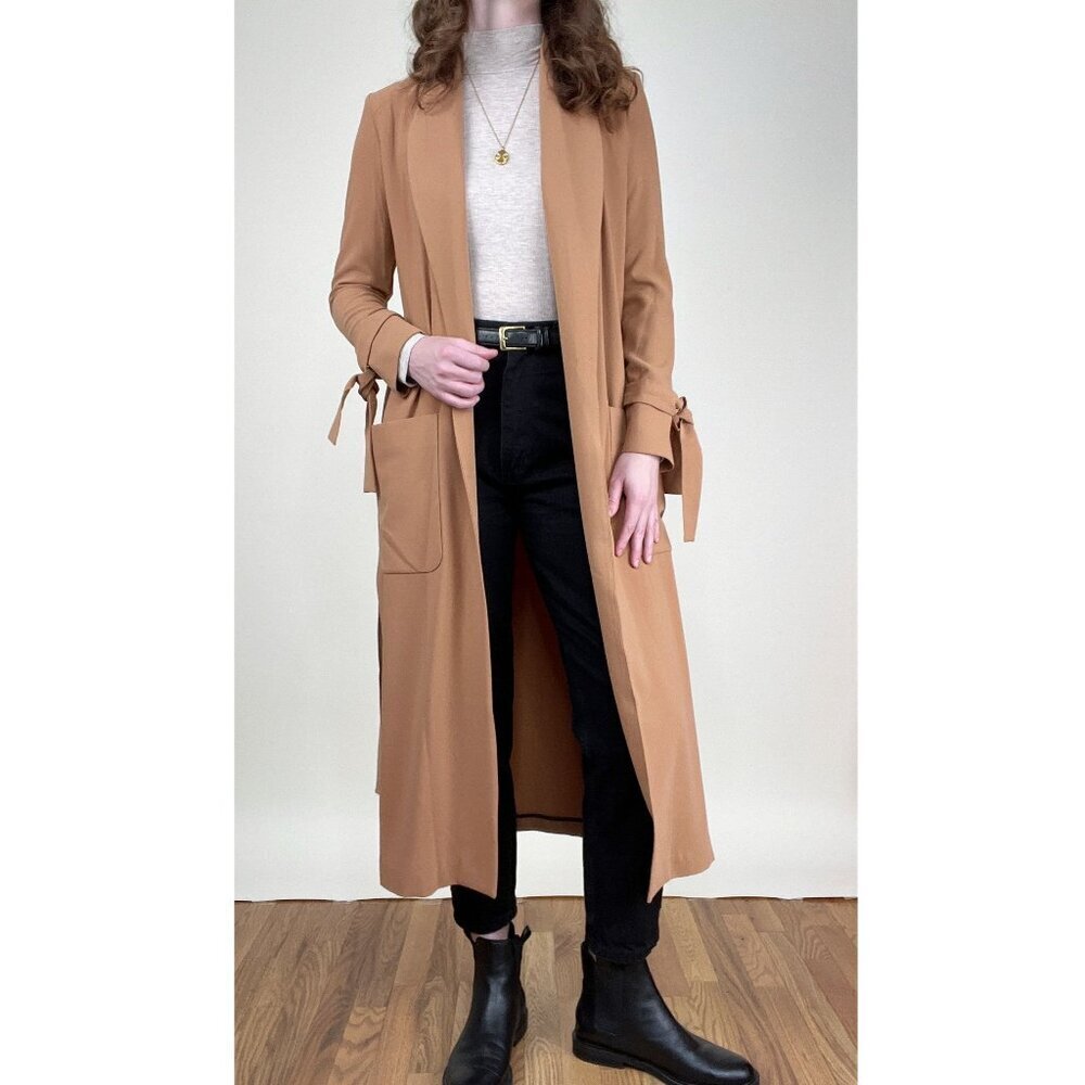 Anthropologie Amanda Uprichard Long Duster Trench Peacoat Old Money Quiet Luxury